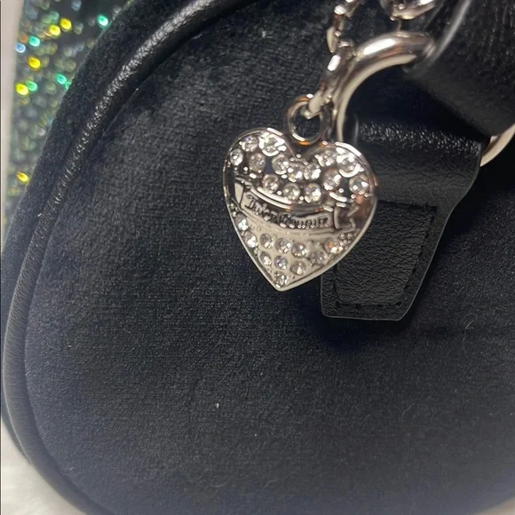 Juicy Couture - Let It Shine-Black Velvet Barrel Handbag with Rhinestone Bling - Picture 3 of 14